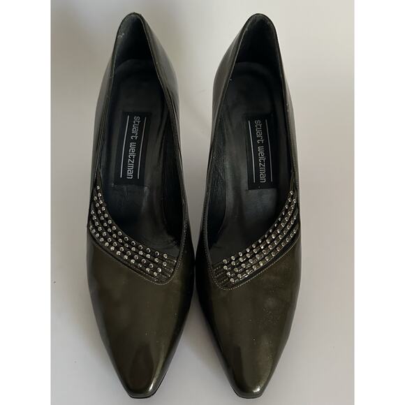 Vintage Stuart Weitzman Patent Leather Studded Pointed Toe Pumps - Picture 2 of 6